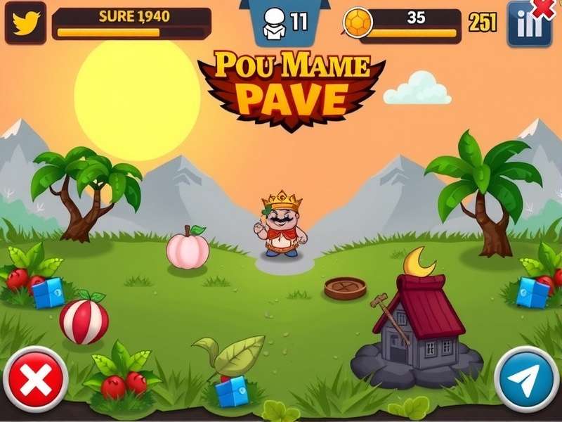 Pou Game Unblocked gameplay screenshot showing happy Pou character