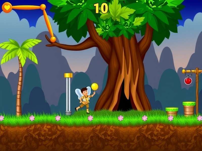 Pou Game Interface with Tamil annotations showing key buttons and meters