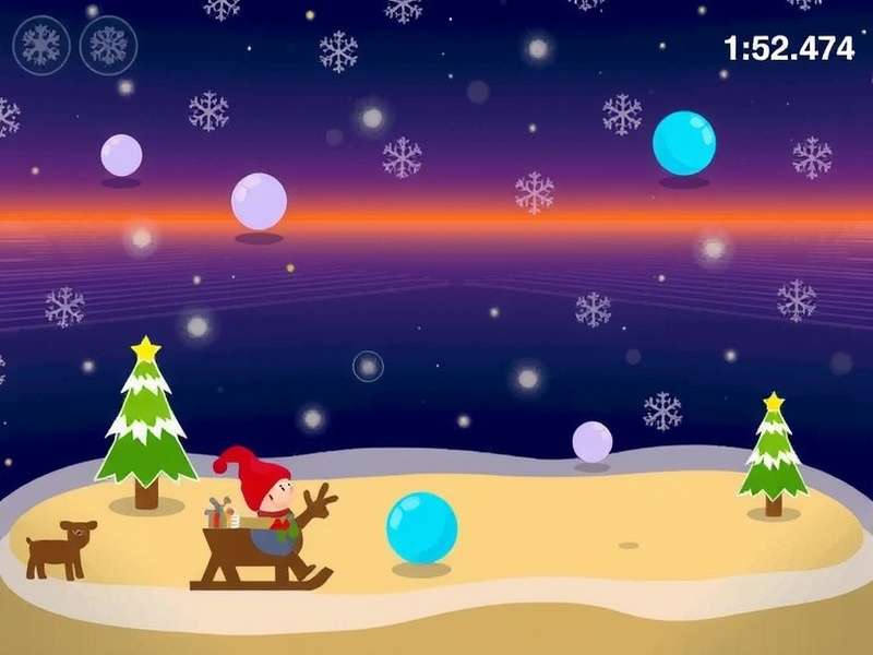 Festive mobile gaming scene with holiday lights, representing Pou Navide O atmosphere
