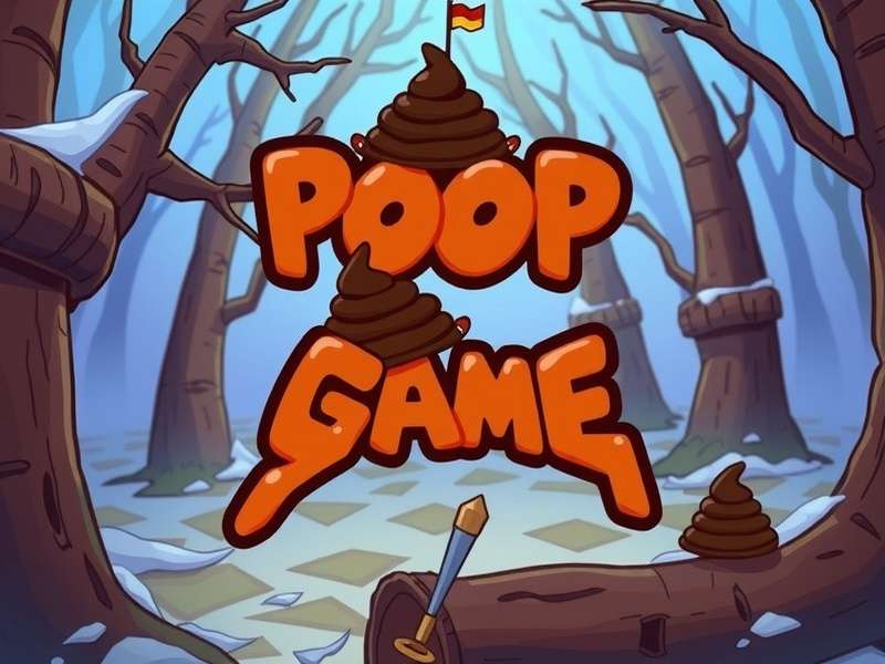 Pou Character playing the Poop Game on a mobile device