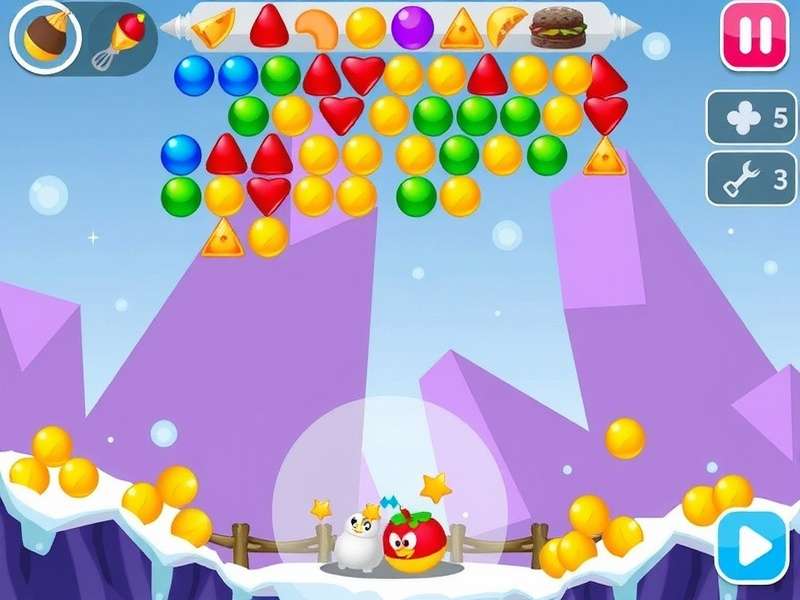 Pou Gameplay Food Drop screen illustration showing food items falling