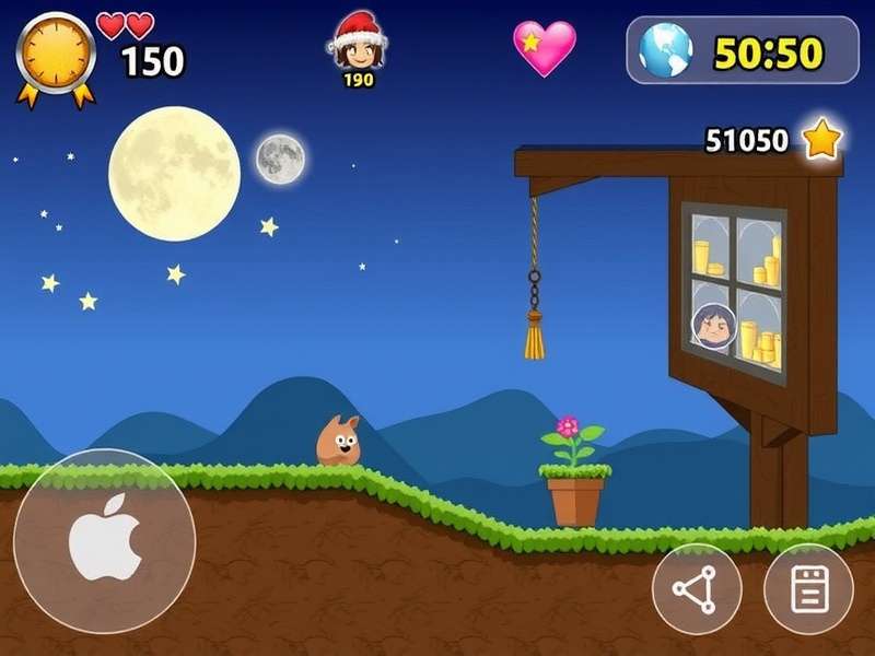 Pou character smiling on a smartphone screen with App Store logo