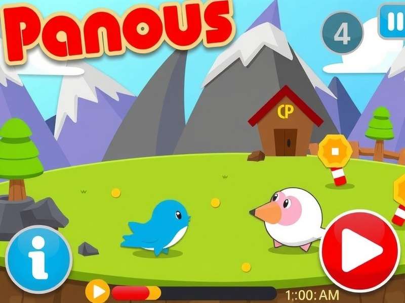 Pou character playing with kids in a colorful environment