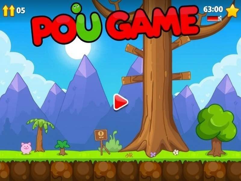 Pou gameplay on iOS device showing happy Pou character