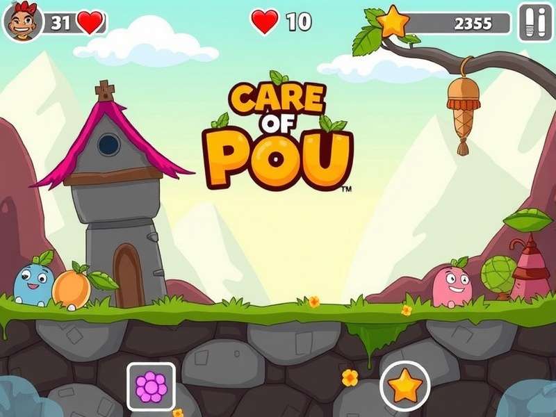 Cute Pou character with happy expression and orange body