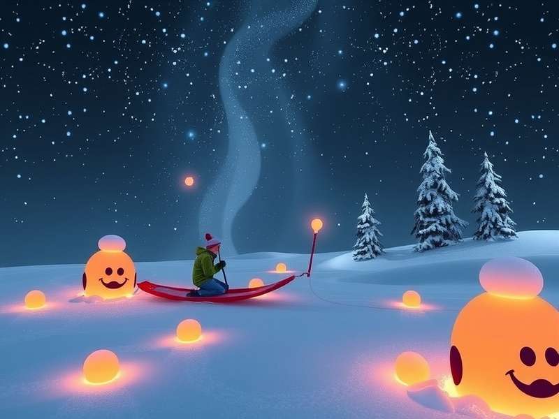 Pou Navide O festive celebration event with Pou wearing Christmas hat and holding a candy cane