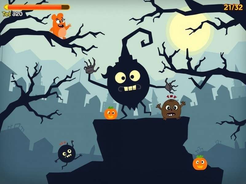 Pou Gameplay Horror – Dark and eerie atmosphere of Pou alien pet in a horror setting